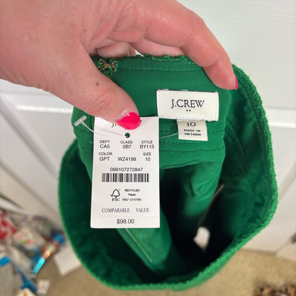 NWT J. Crew green tweed A. Line skirt sz 10 - Picture 4 of 7